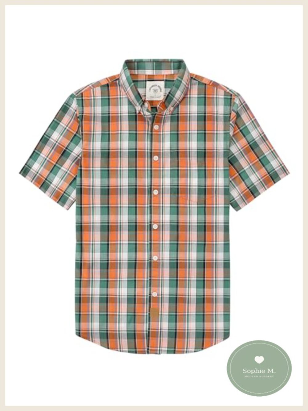 Men's Short Sleeve Button Down Shirt Plaid Checked Cotton Casual Summer Shirt